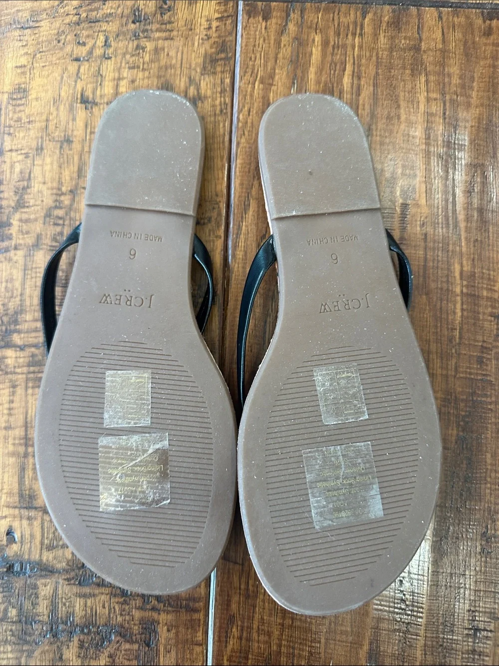 Lot of 2 J. Crew Women's Easy Summer Flip Flop Sandals in Black and Tan